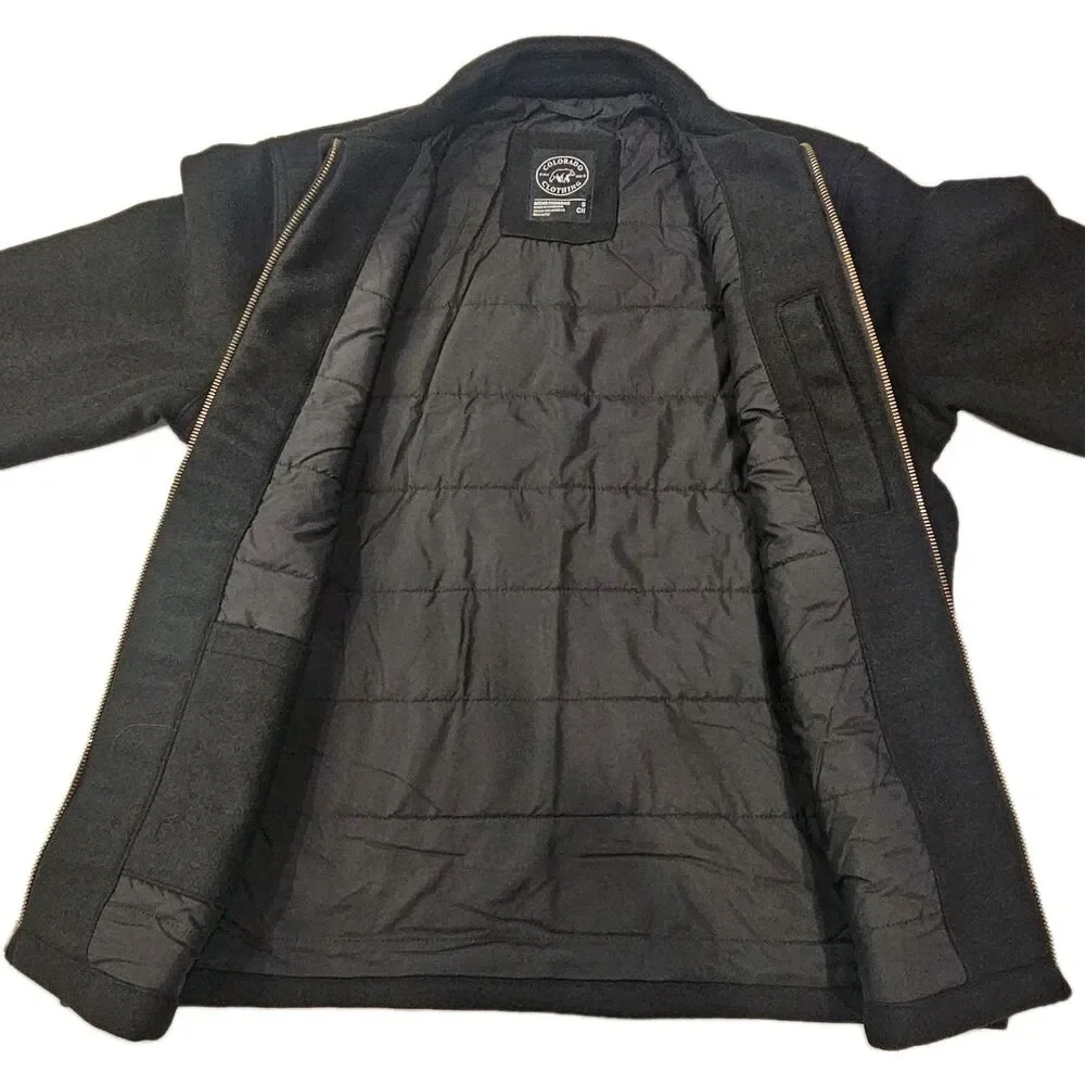 Colorado Clothing Men's Faux‎ Wool Flannel Jacket Heavyweight, Black, Small